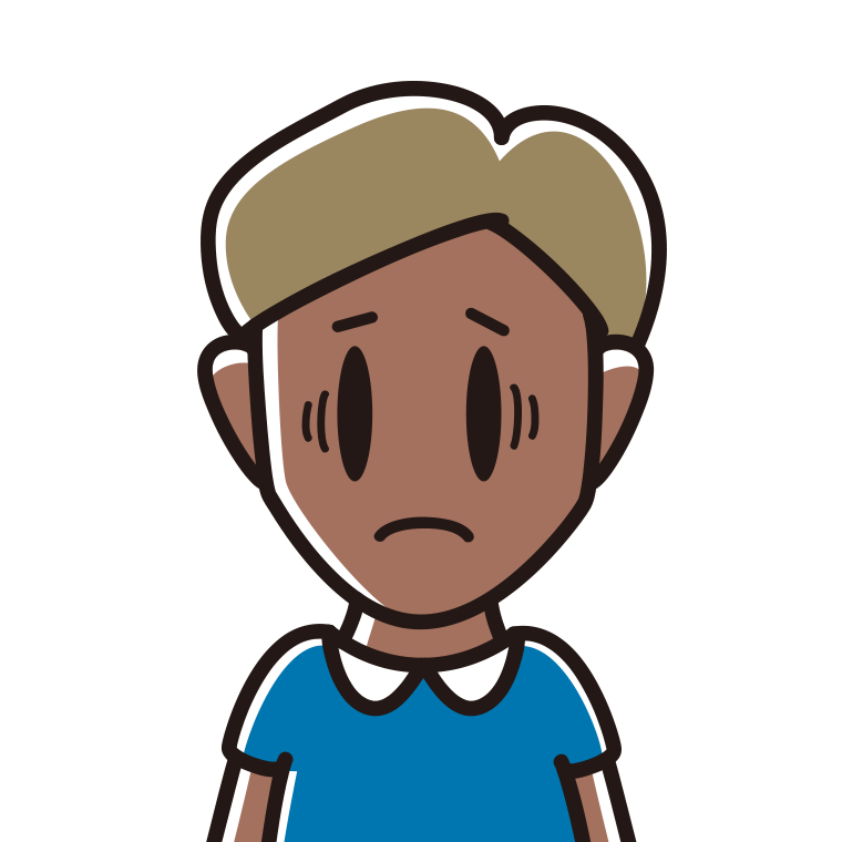 日焼けで困る男性のイラスト【色あり、背景なし】透過PNG