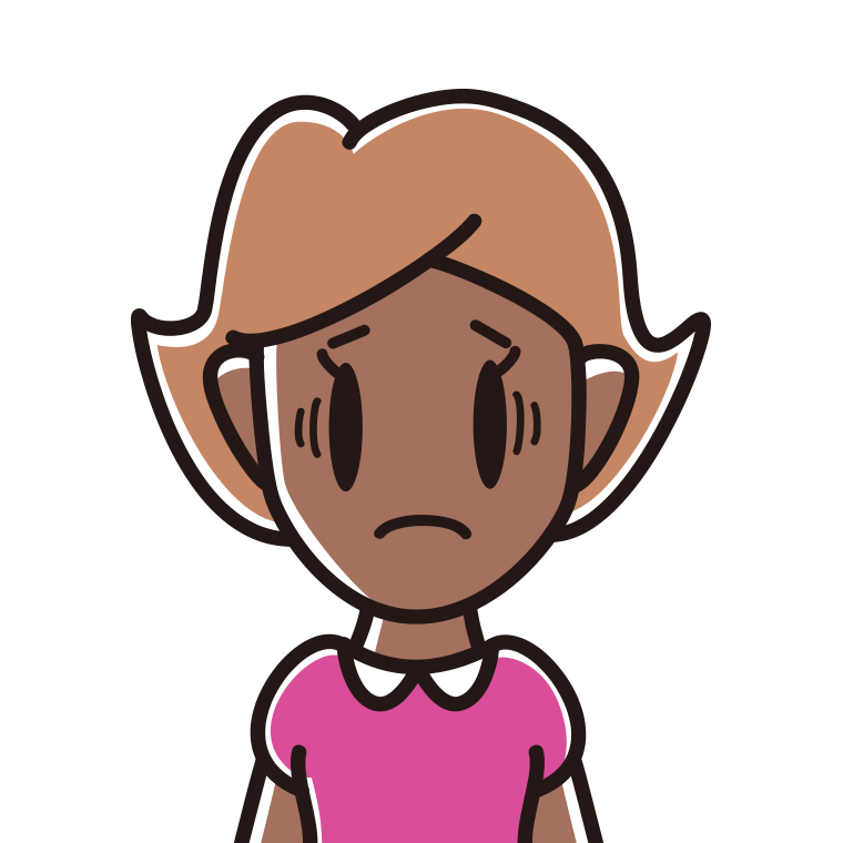 日焼けで困る女性のイラスト【色あり、背景なし】透過PNG