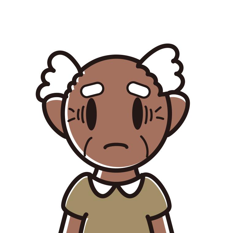 日焼けで困るおじいさんのイラスト【色あり、背景なし】透過PNG