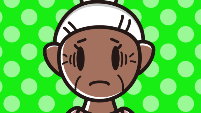 日焼けで困るおばあさんのイラスト【色、背景あり】PNG