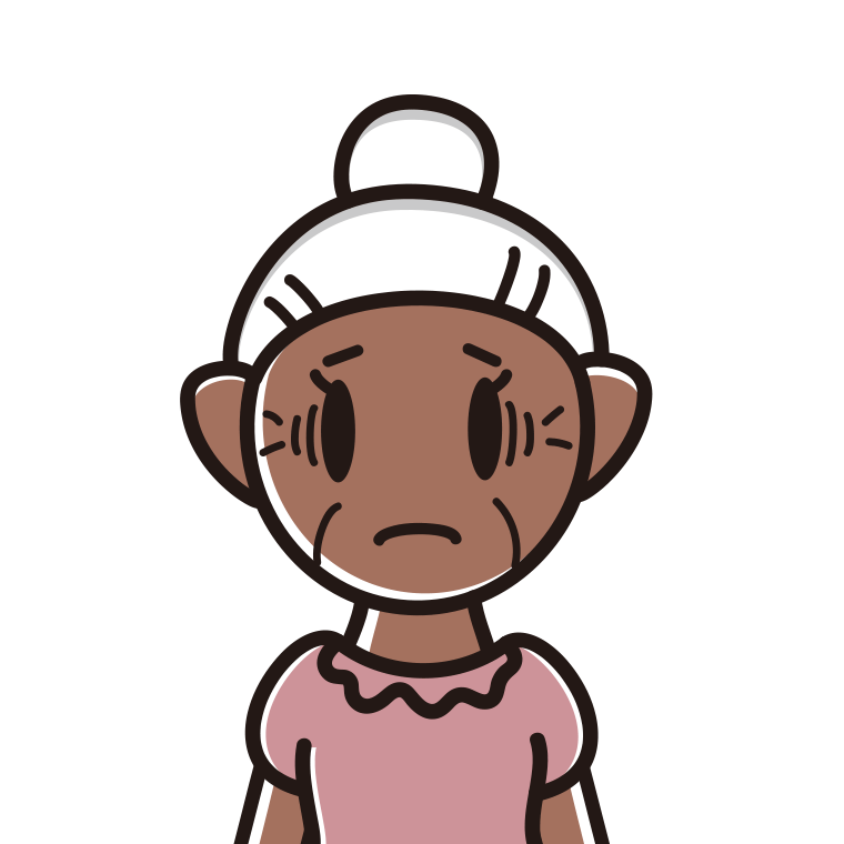 日焼けで困るおばあさんのイラスト【色あり、背景なし】透過PNG