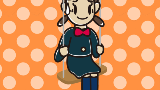 ブランコで苦笑いする女子中学生のイラスト【色、背景あり】PNG