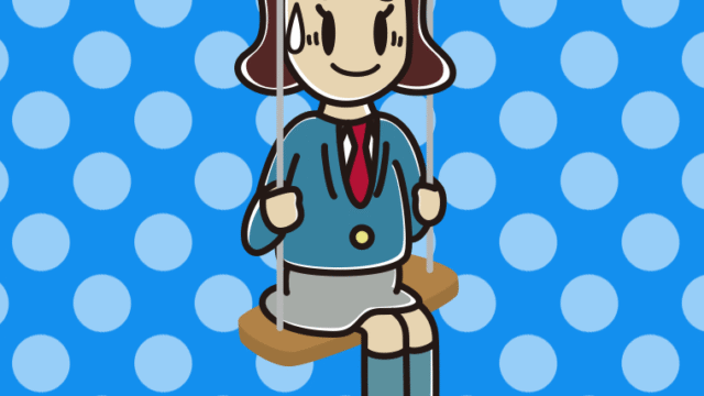 ブランコで苦笑いする女子高校生のイラスト【色、背景あり】PNG