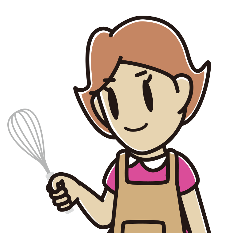 泡立て器を使う女性のイラスト【色あり、背景なし】透過PNG