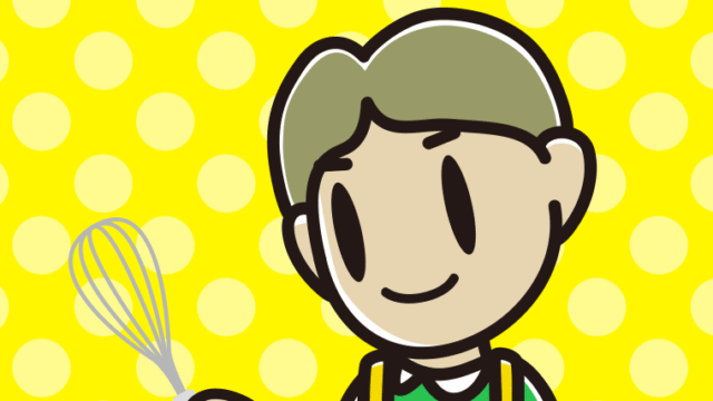 泡立て器を使う小学生男子のイラスト【色、背景あり】PNG