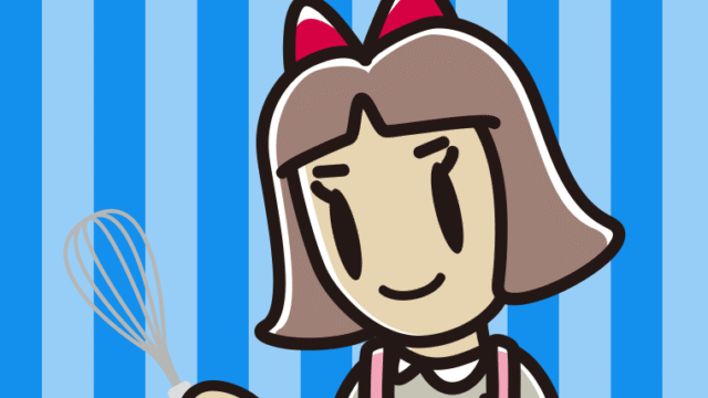 泡立て器を使う小学生女子のイラスト【色、背景あり】PNG