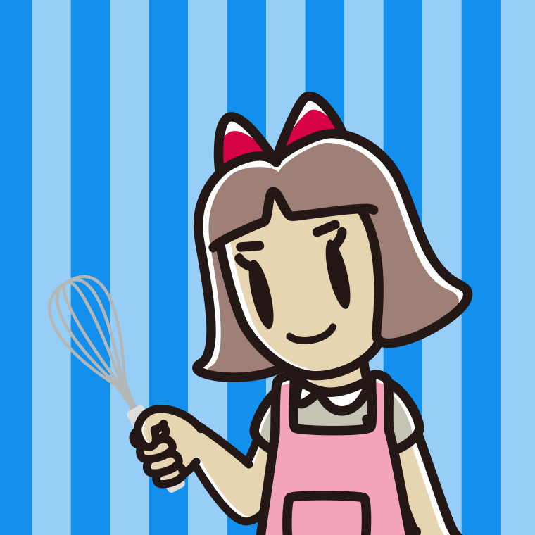 泡立て器を使う小学生女子のイラスト【色、背景あり】PNG