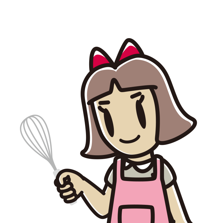 泡立て器を使う小学生女子のイラスト【色あり、背景なし】透過PNG