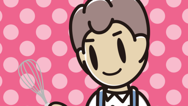 泡立て器を使う男子中学生のイラスト【色、背景あり】PNG