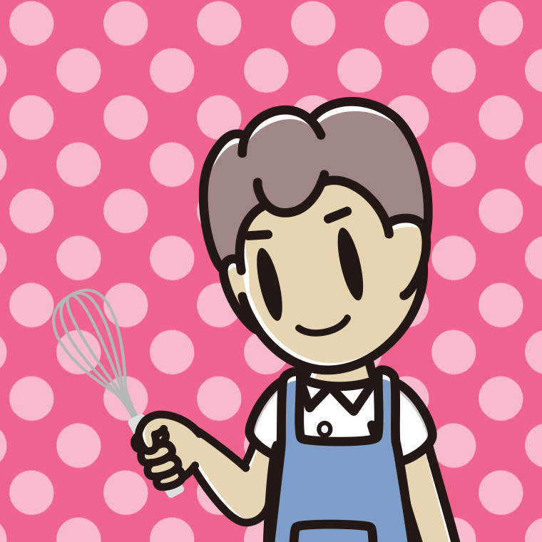泡立て器を使う男子中学生のイラスト【色、背景あり】PNG