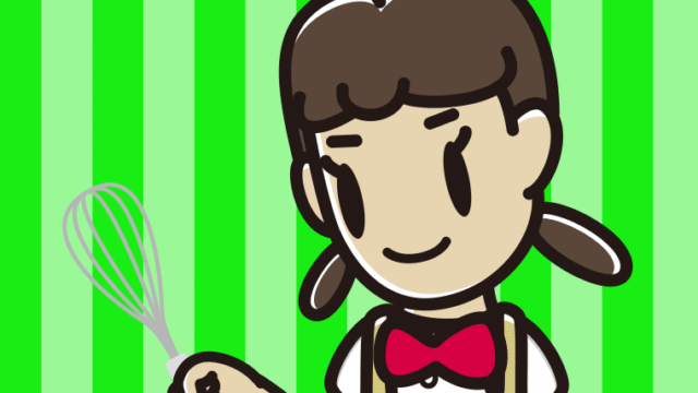 泡立て器を使う女子中学生のイラスト【色、背景あり】PNG