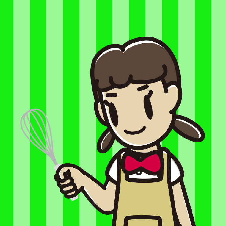 泡立て器を使う女子中学生のイラスト【色、背景あり】PNG