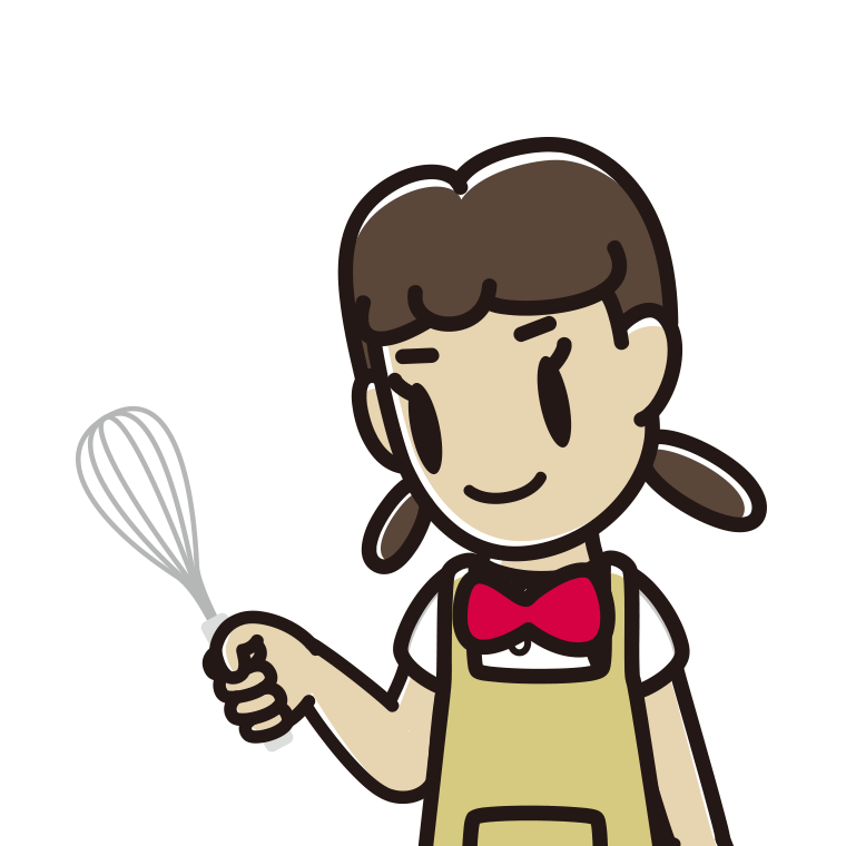 泡立て器を使う女子中学生のイラスト【色あり、背景なし】透過PNG