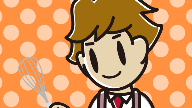 泡立て器を使う男子高校生のイラスト【色、背景あり】PNG