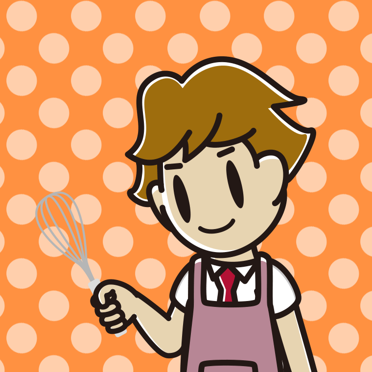 泡立て器を使う男子高校生のイラスト【色、背景あり】PNG