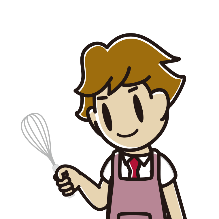 泡立て器を使う男子高校生のイラスト【色あり、背景なし】透過PNG