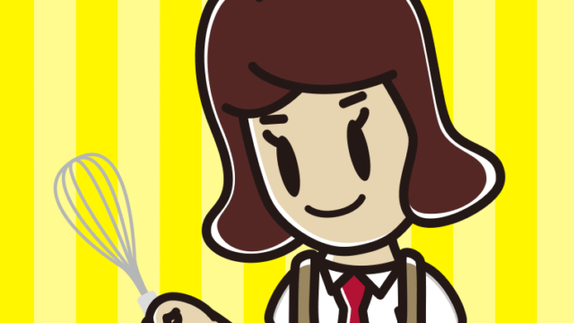 泡立て器を使う女子高校生のイラスト【色、背景あり】PNG