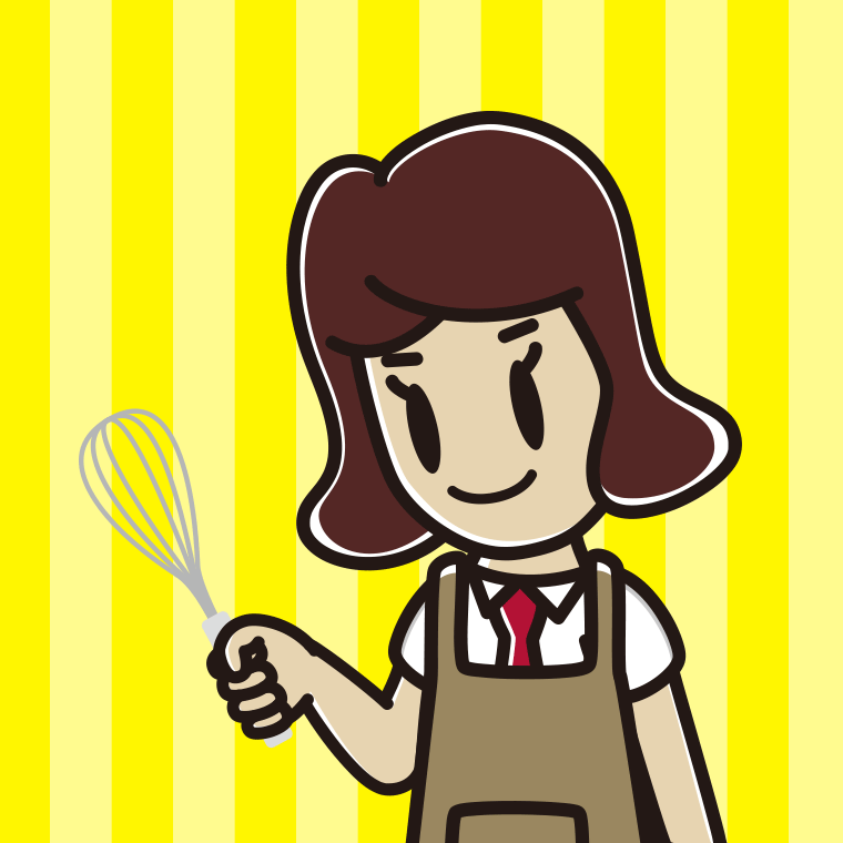 泡立て器を使う女子高校生のイラスト【色、背景あり】PNG