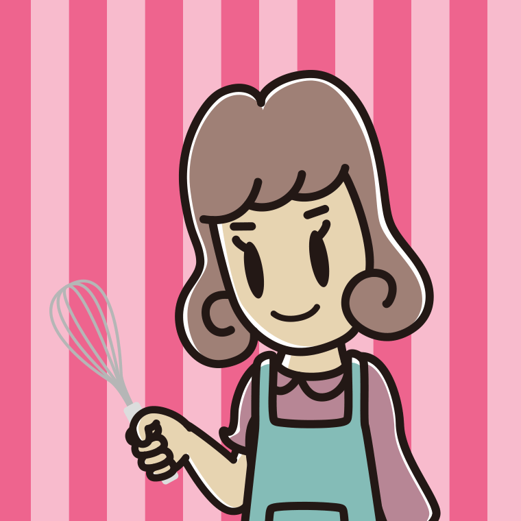 泡立て器を使う女子大学生のイラスト【色、背景あり】PNG