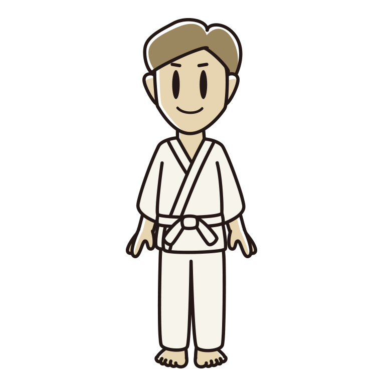 道着を着た男性のイラスト【色あり、背景なし】透過PNG