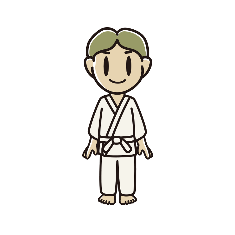 道着を着た小学生男子のイラスト【色あり、背景なし】透過PNG