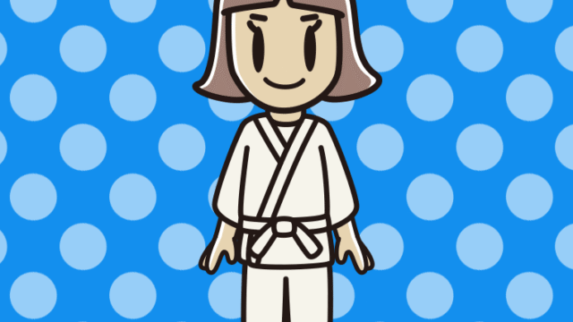 道着を着た小学生女子のイラスト【色、背景あり】PNG