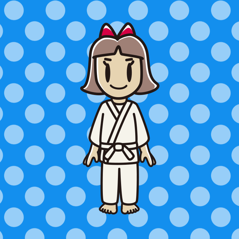 道着を着た小学生女子のイラスト【色、背景あり】PNG