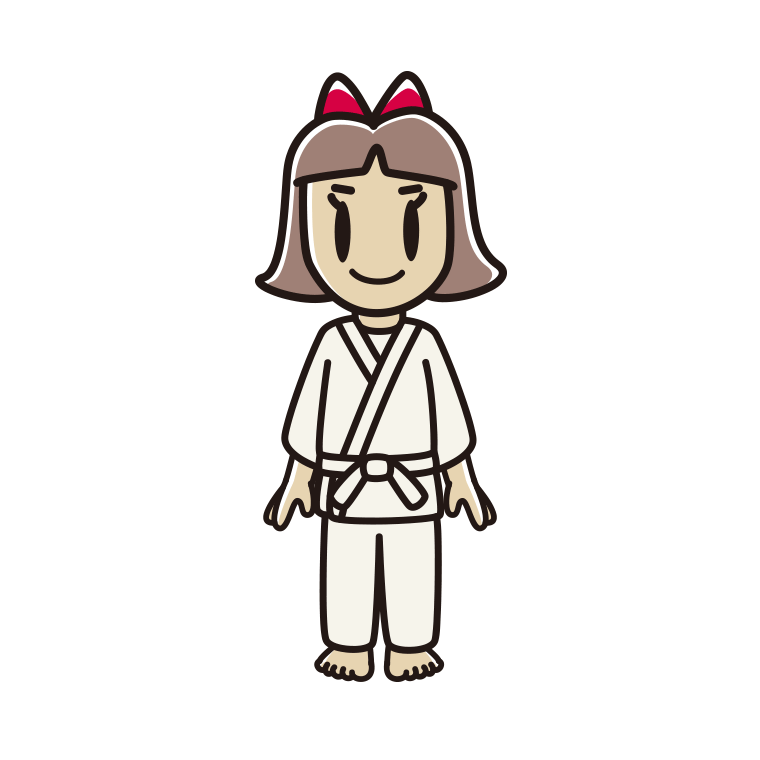 道着を着た小学生女子のイラスト【色あり、背景なし】透過PNG