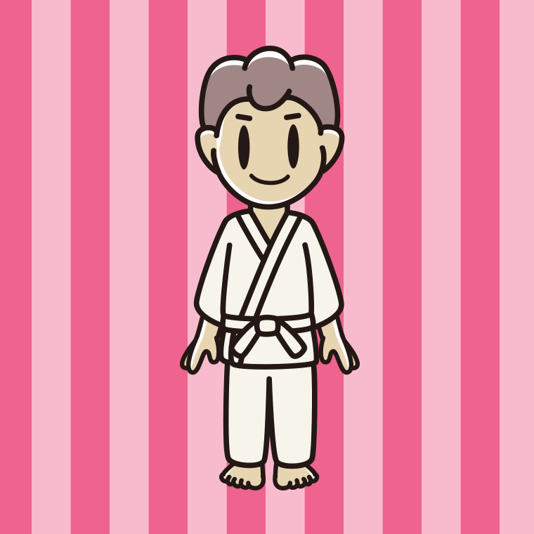 道着を着た男子中学生のイラスト【色、背景あり】PNG
