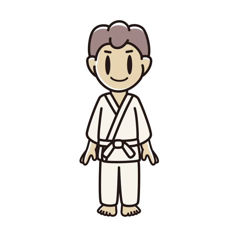 道着を着た男子中学生のイラスト【色あり、背景なし】透過PNG