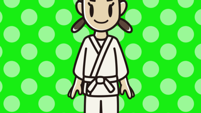 道着を着た女子中学生のイラスト【色、背景あり】PNG