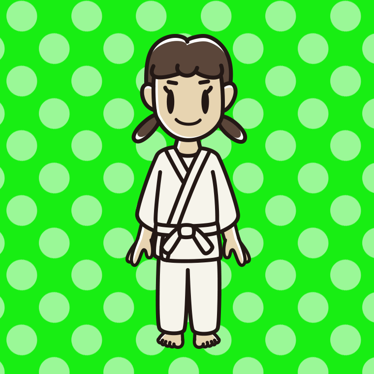 道着を着た女子中学生のイラスト【色、背景あり】PNG