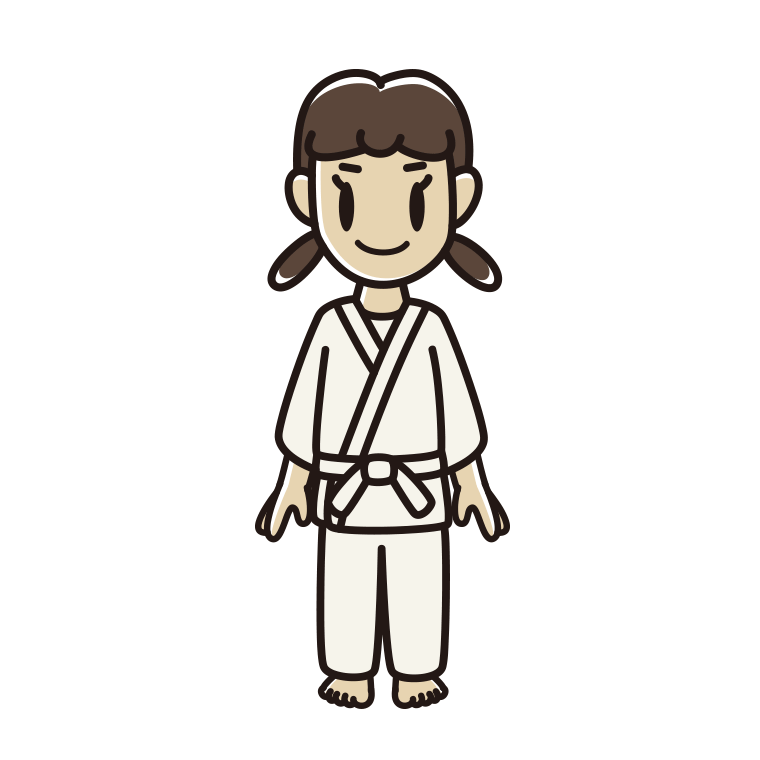 道着を着た女子中学生のイラスト【色あり、背景なし】透過PNG