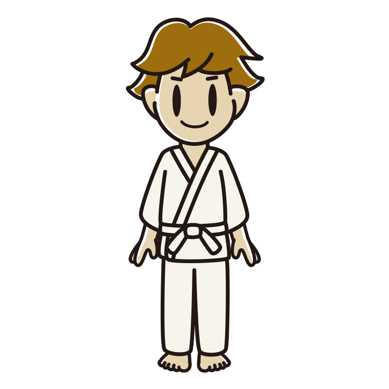道着を着た男子高校生のイラスト【色あり、背景なし】透過PNG