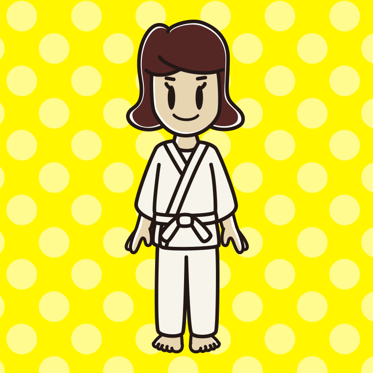 道着を着た女子高校生のイラスト【色、背景あり】PNG