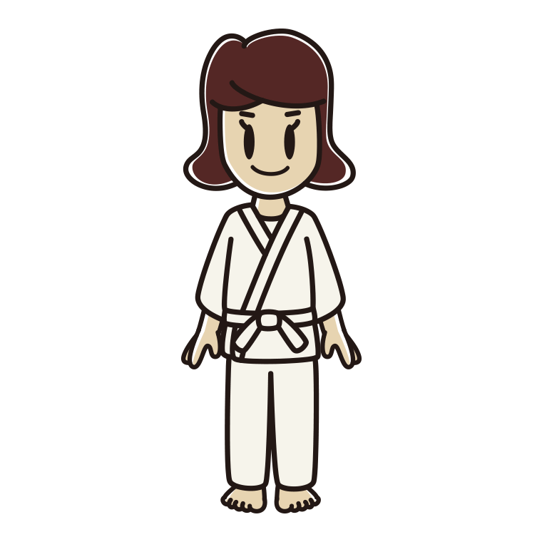 道着を着た女子高校生のイラスト【色あり、背景なし】透過PNG