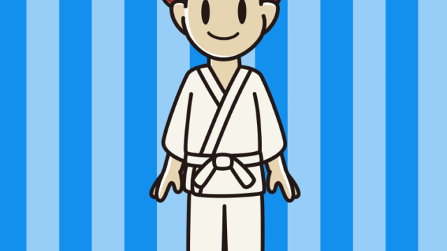 道着を着た男子大学生のイラスト【色、背景あり】PNG