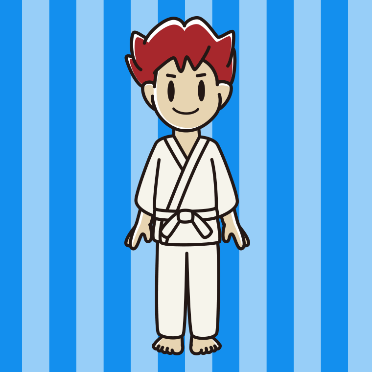 道着を着た男子大学生のイラスト【色、背景あり】PNG