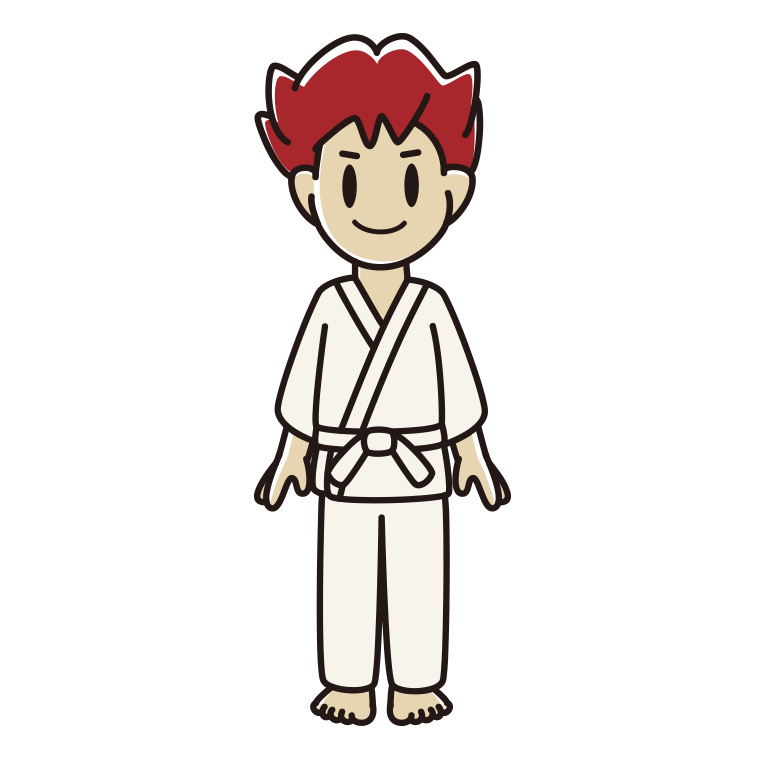 道着を着た男子大学生のイラスト【色あり、背景なし】透過PNG
