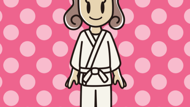 道着を着た女子大学生のイラスト【色、背景あり】PNG