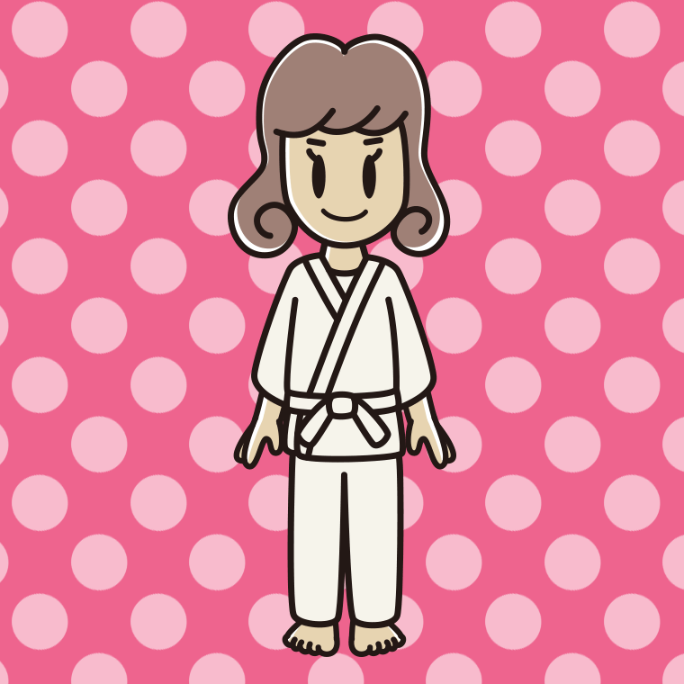 道着を着た女子大学生のイラスト【色、背景あり】PNG