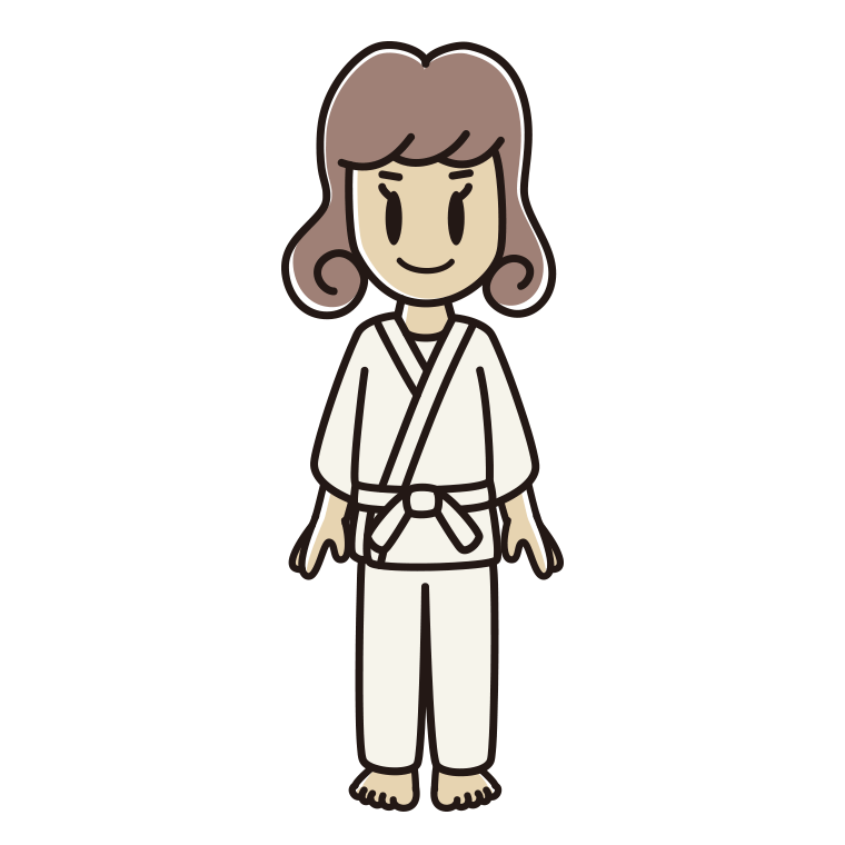道着を着た女子大学生のイラスト【色あり、背景なし】透過PNG