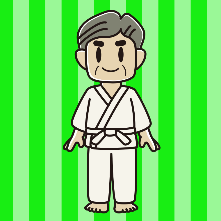 道着を着たおじさんのイラスト【色、背景あり】PNG