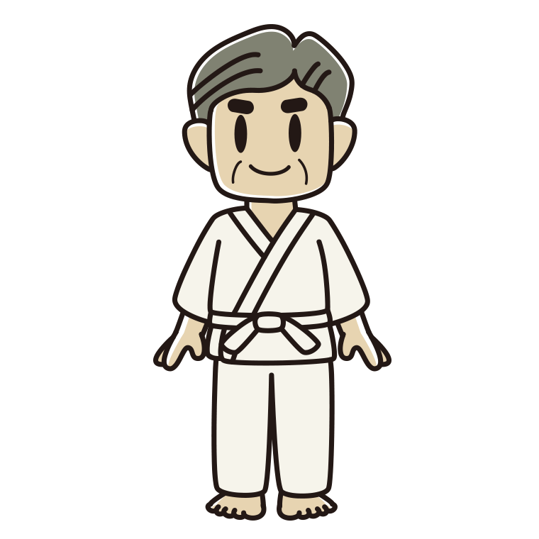 道着を着たおじさんのイラスト【色あり、背景なし】透過PNG