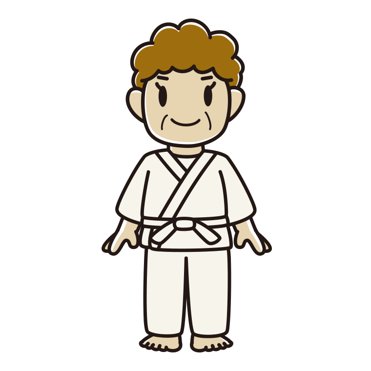 道着を着たおばさんのイラスト【色あり、背景なし】透過PNG