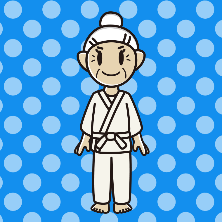 道着を着たおばあさんのイラスト【色、背景あり】PNG