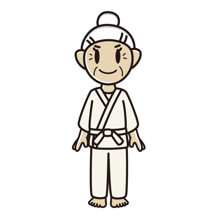 道着を着たおばあさんのイラスト【色あり、背景なし】透過PNG