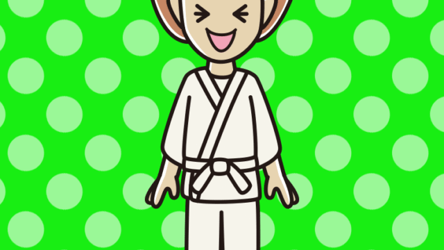 笑う道着の女性のイラスト【色、背景あり】PNG