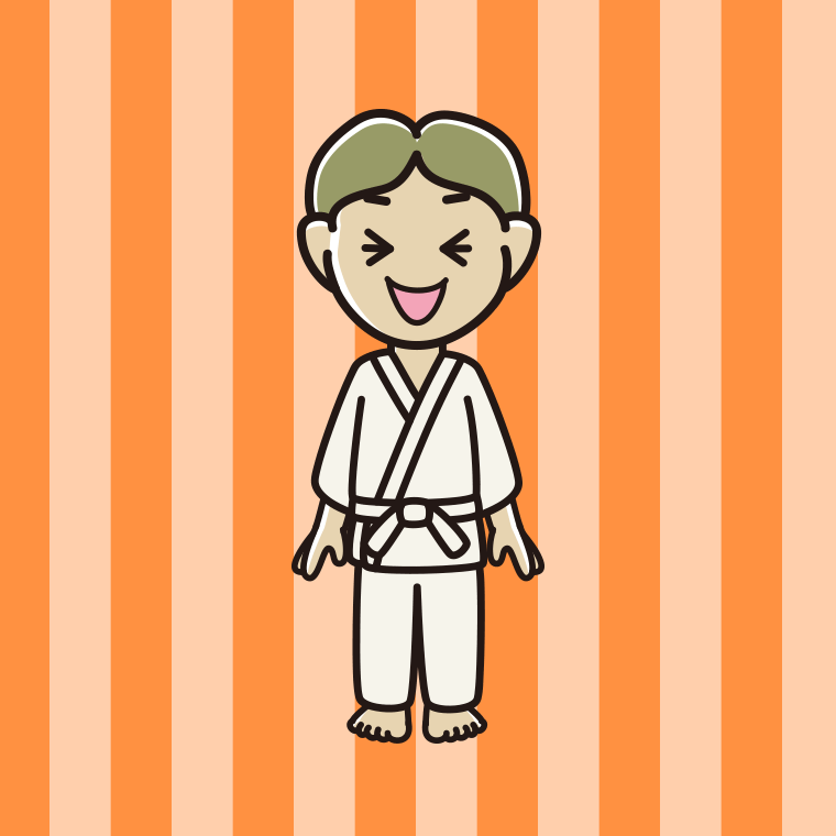 笑う道着の小学生男子のイラスト【色、背景あり】PNG