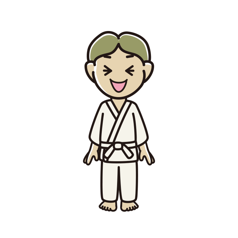 笑う道着の小学生男子のイラスト【色あり、背景なし】透過PNG